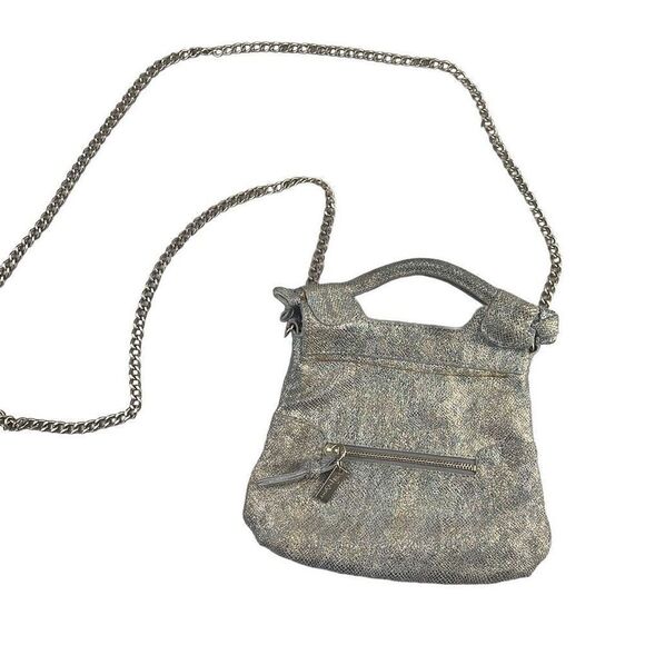 Foley & Corinna Iridescent Glittery Gold Chain Link Handle Crossbody Small Purse - Picture 2 of 12